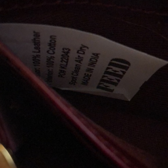 Feed Projects Burgundy Leather Mini Zip Around Wallet NEW - Picture 8 of 13